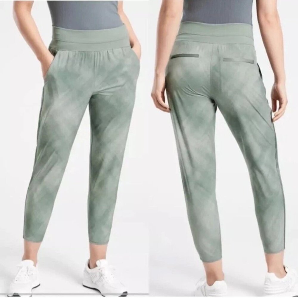 Athleta Green Nolita Slim Tapered Printed Crop High Rise Pants